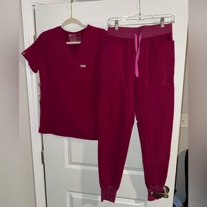 Figs Pink Scrub Set with Jogger Pants